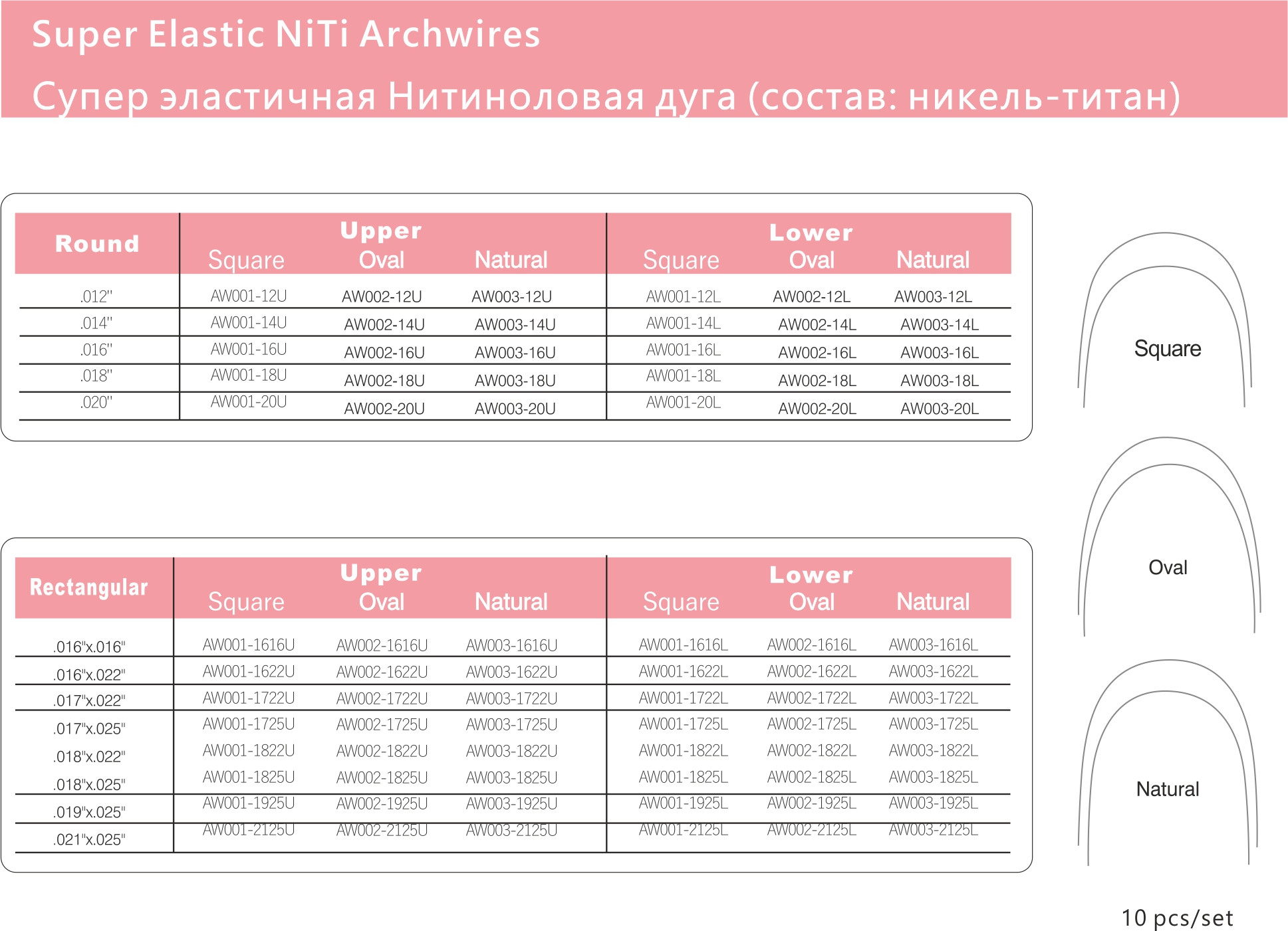 112 Super Elastic NiTi Archwires