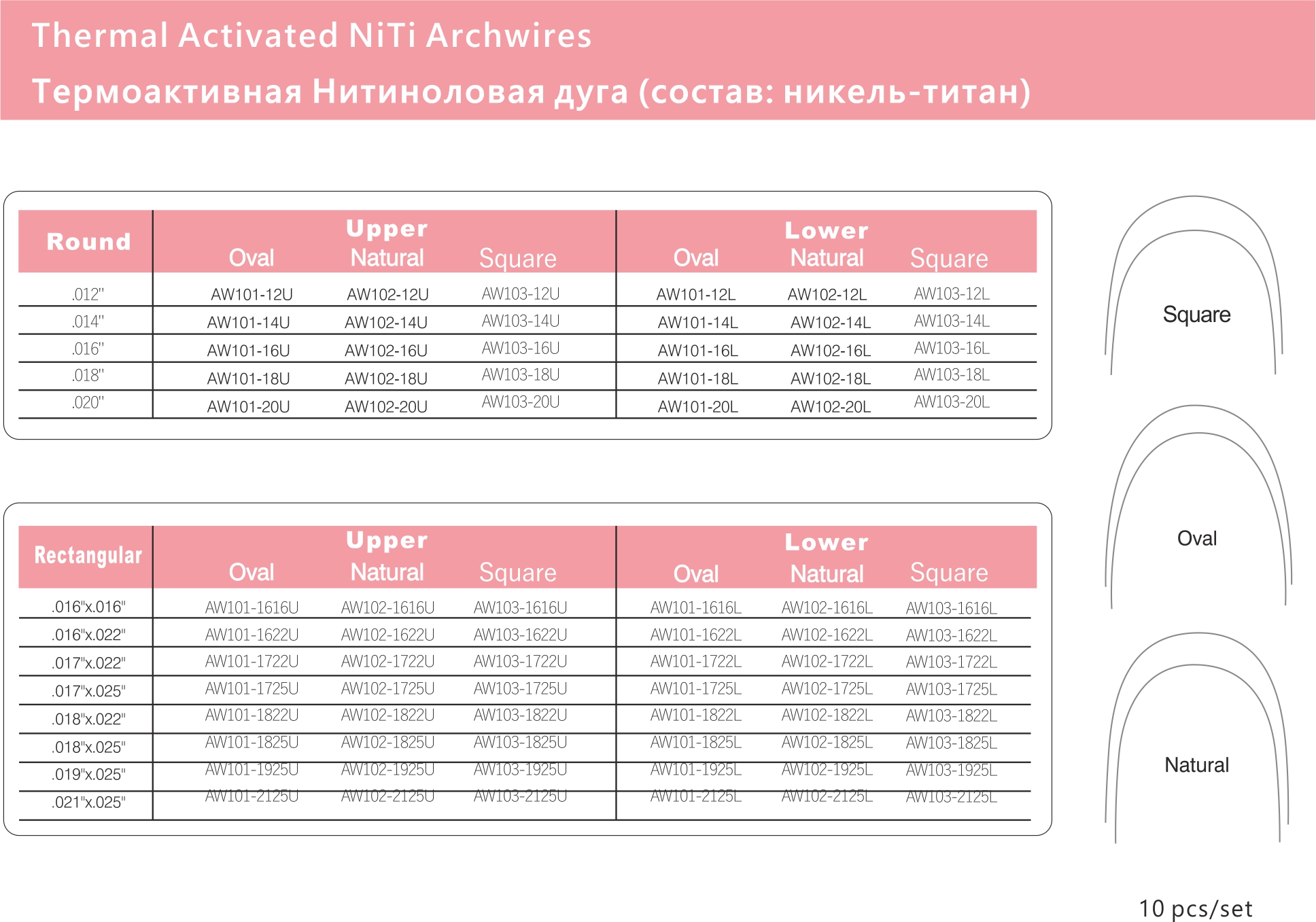 112 Thermal Activated NiTi Archwires